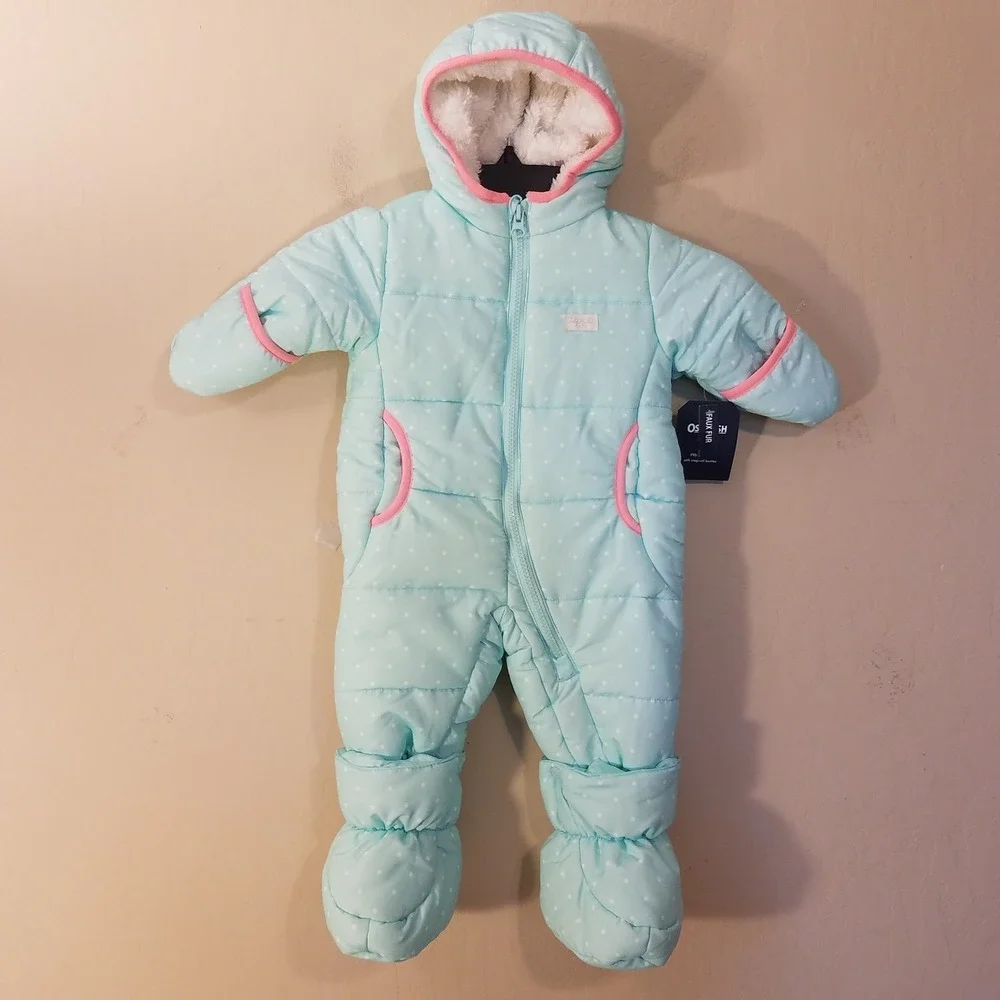 Oshkosh Baby Girl Bunting Pram Suit w Snap Off Booties 0-3 months Snowsuit NEW‎